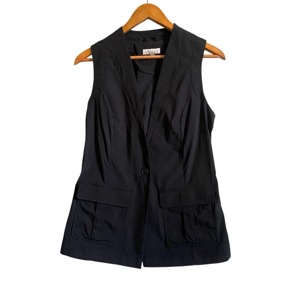 Anatomie Black Vest Small Lightweight One Button Officewear Business Casual